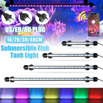 

18cm 28cm 38cm 48cm Aquarium Fish Tank RGB LED Light LampBar Waterproof Light Lamp bluetooth APP Control Submersible Decor Lamp