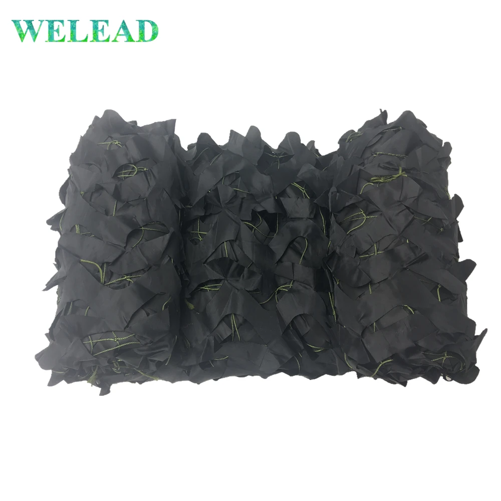 

WELEAD Black Reinforced Camouflage Nets Military for Hunting Army Camo Netting Garden Shade Hiding Mesh Curtain 2x3M 2x4M 3x3M