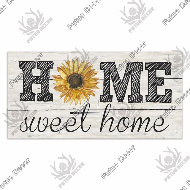 Putuo Decor Home Wooden Signs Family Wood Pendant Decorative Plaque for Friendship Home Sweet Home Room Sign Wall Decoration WP3812