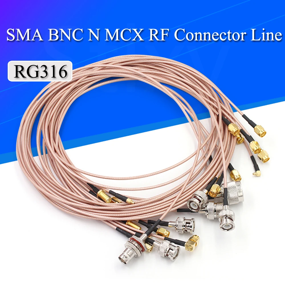RF соединительный кабель BNC-SMA штекер-гнездо RG316 Удлинительный кабель N / SMA к MMCX SMB гайка переходника перегородка