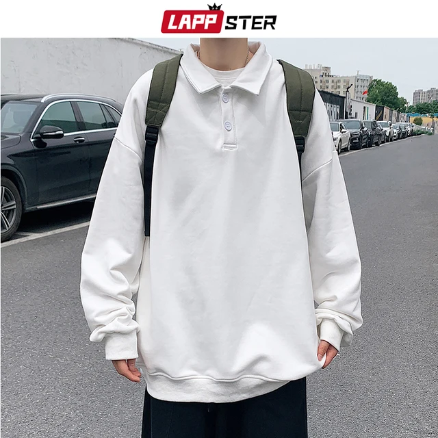 LAPPSTER Men Vintage Harajuku Kawaii Hoodies 2021 Mens Streetwear Causal Japanese Sweatshirts Male Korean Fashion Solid