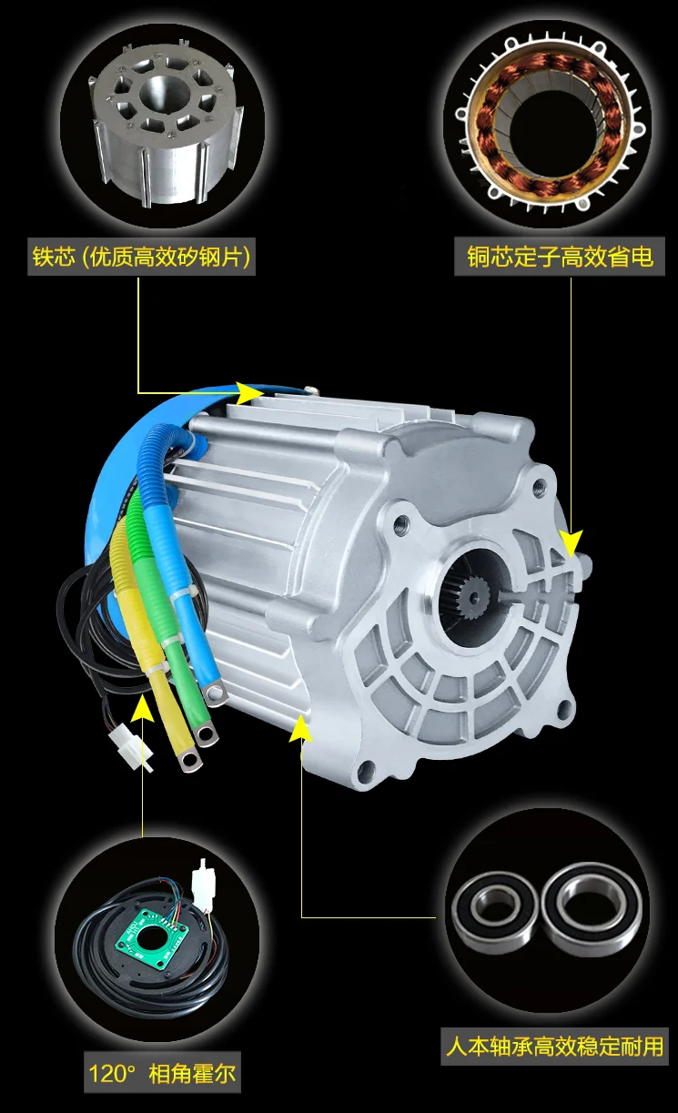 Electric tricycle   60V 72V 1500W  2200W 3000W  3200RPM 3400RPM  3600RPM 4200RPM 4800RPM high speed brushless differential motor