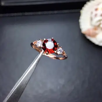 

Natural And Real Garnet Ring Wedding Engagement Rings for Women 925 sterling silver Ring
