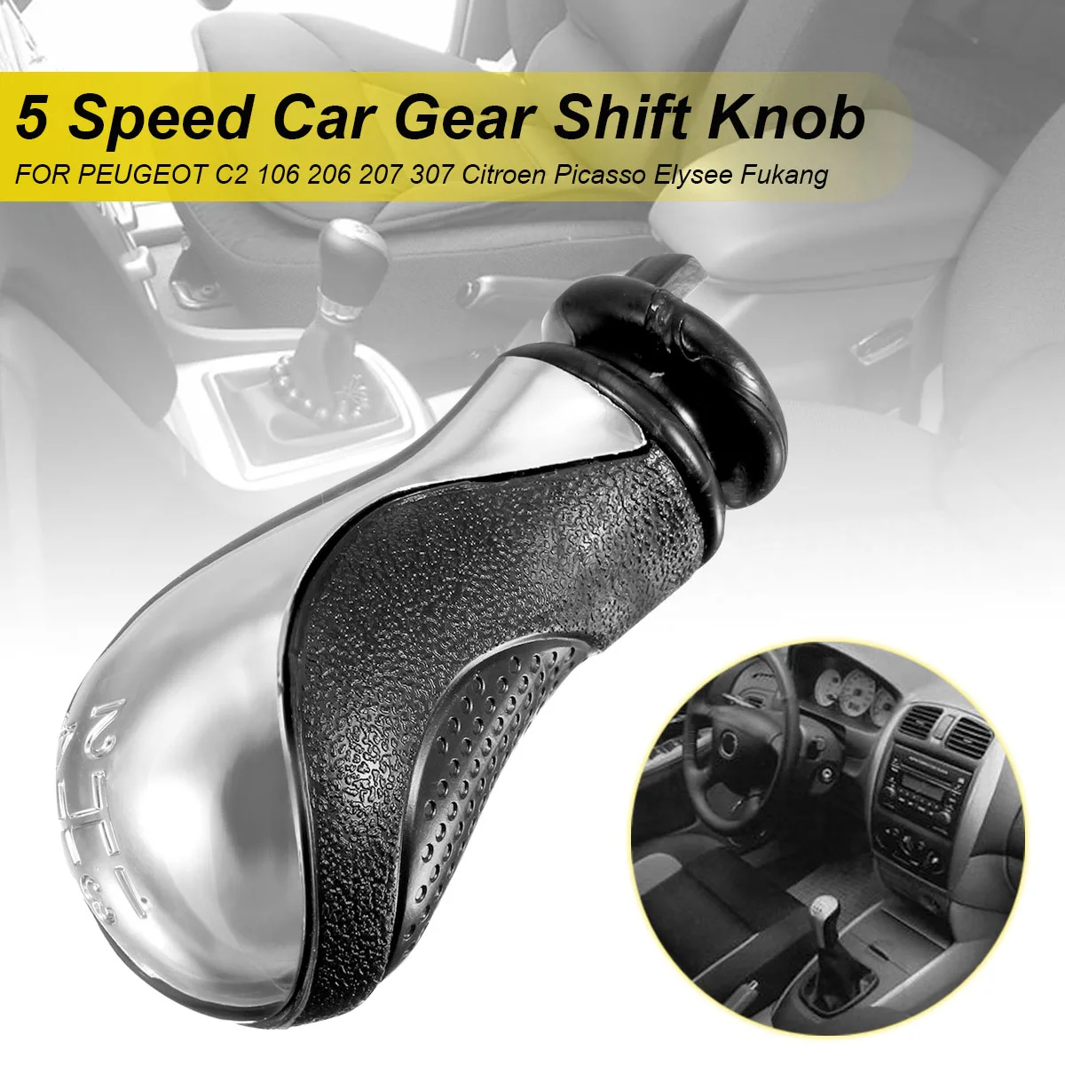 

5 Speed Chrome MT Gear Shift Knob Stick Lever for Citroen Saxo Xsara Xantia Berlingo C2 C3 C3 Pluriel C3 Picasso