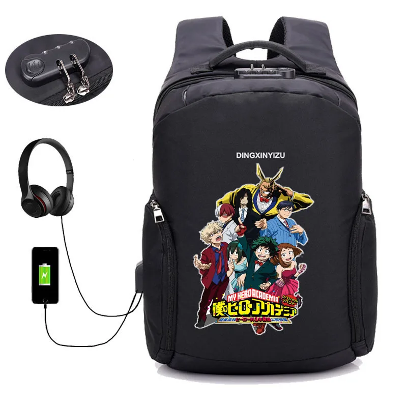 11 Рюкзак My Hero Academy, Аниме Boku no Hero Academy, противоугонная usb зарядка, дорожная сумка для ноутбука, школьный рюкзак, рюкзак для книг - Цвет: 11