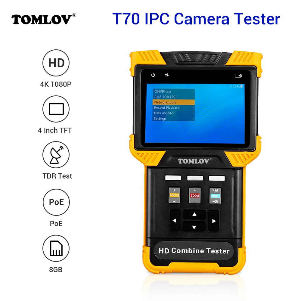 

4" HD 1080P 4K IPC Camera Tester Combine Security Monitor Test PTZ ONVIF H.265 TDR RJ45 cable POE power IP Camera Tester Monitor
