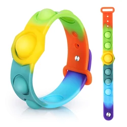 Bracelet à bulles arc en ciel, jouet sensoriel, Fidget, fossette Simple, anti stress, pour enfants et adultes 