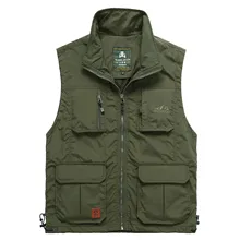 Outdoor Casual Mesh Waistcoat Men Multi-pockets Photography Fishing Vest Middle-aged Vest Men's