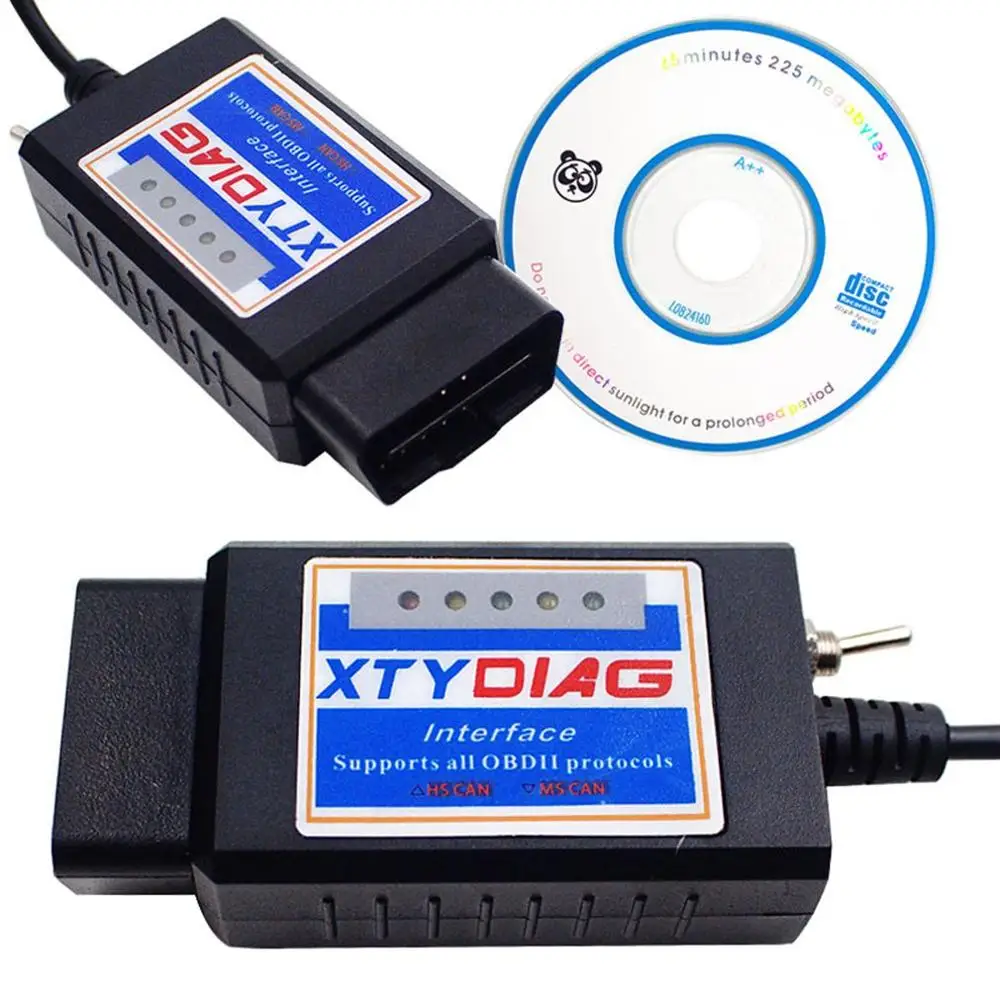 ELM327 сканер OBD2 USB ELM диагностический инструмент сканирования с MS-Can/HS-Can переключатель для Ford Classic/New Fox Maverick щетка Скрытая