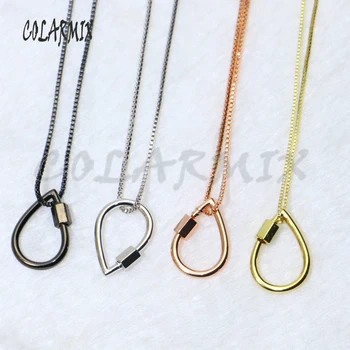 

8 Pcs Hollow drop pendant necklace Mix color metal pendant necklace Slim chain Round buckle pendant necklace 50068