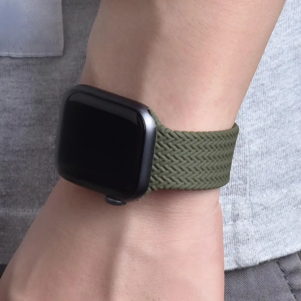 Dikepang Solo Loop Tali Silikon untuk Apple Watch Band 44Mm 40Mm 38Mm 42Mm  Elastis Gelang untuk saya Jam Tangan Seri 6 SE 5 4 3|Watchbands| -  AliExpress