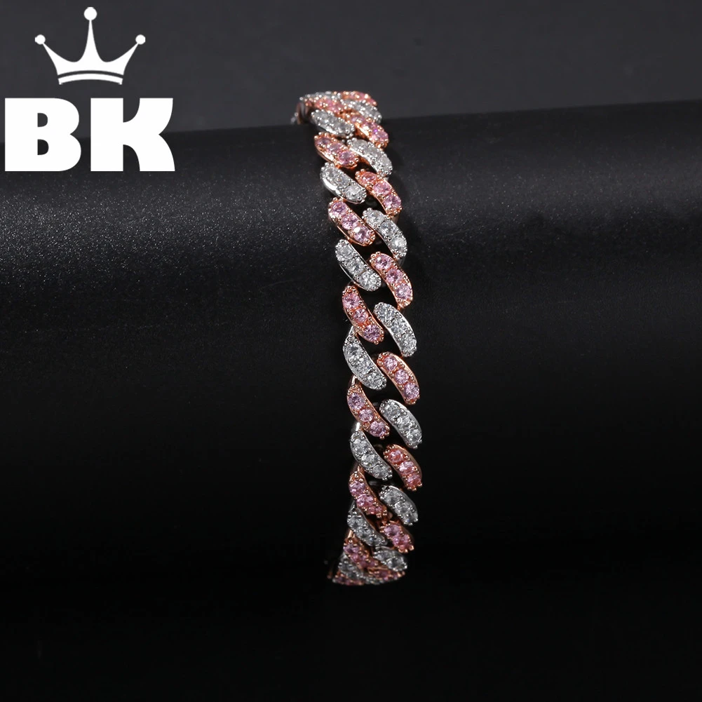 

Hip Hop Copper 9mm Micro Pave CZ Cuban Link Bracelet Cubic Zircon Mens Punk 7inch/8inch Miami Bracelet accept custom color