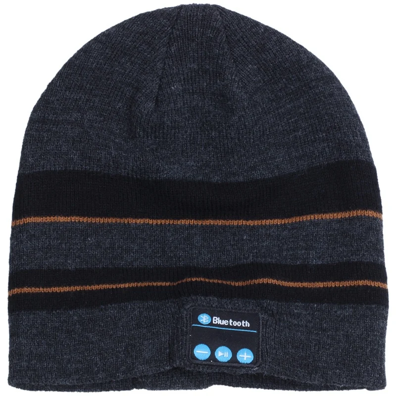 

Bluetooth Music Soft Warm Beanie Hat Cap with Stereo Headphone Headset Speaker Wireless Mic Hands-free for Men Women Gift-Gray a