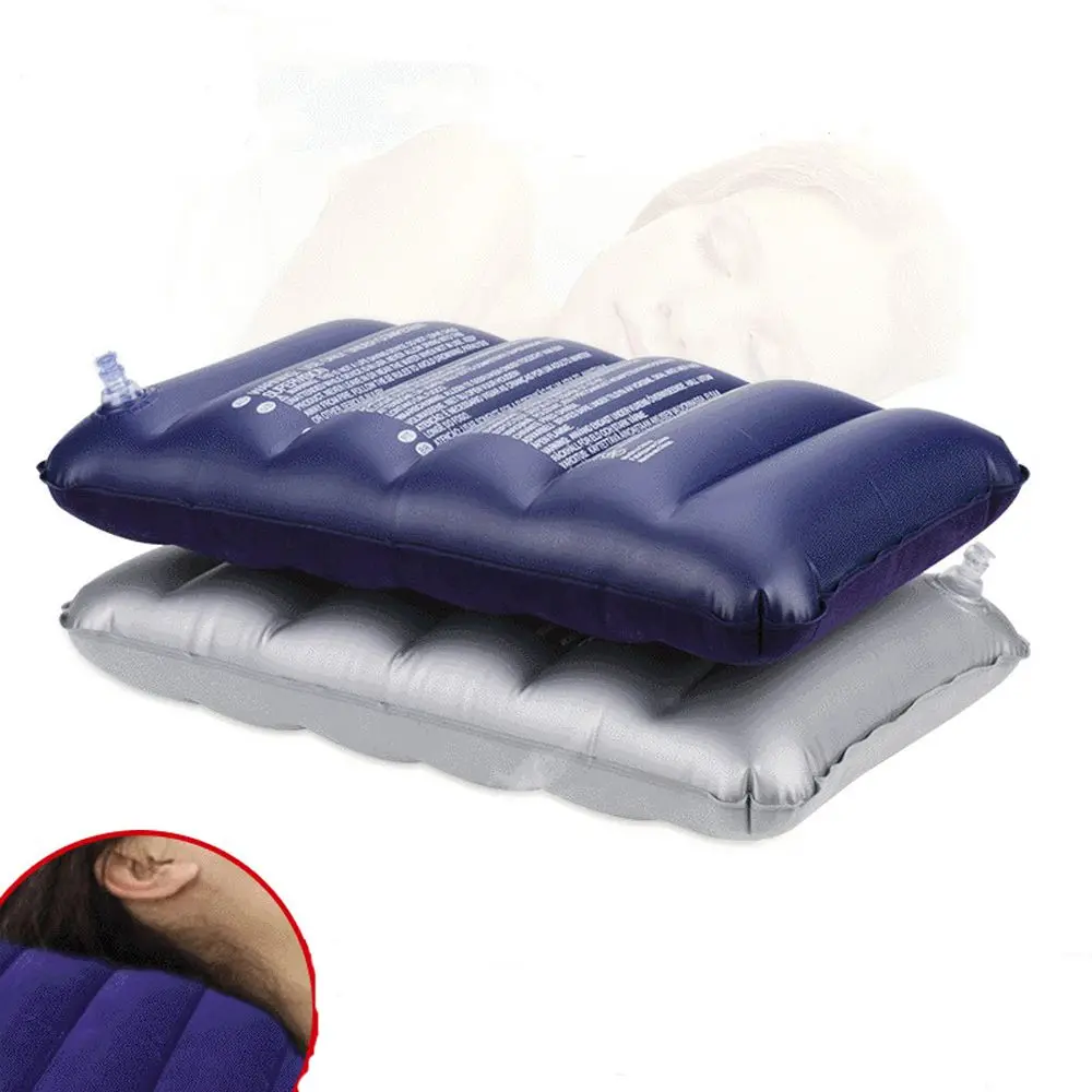 Portable Ultralight Inflatable PVC Flocking Air Pillow Sleep Cushion Travel Bedroom Hiking Beach Car Plane Head Rest Support - Цвет: gray