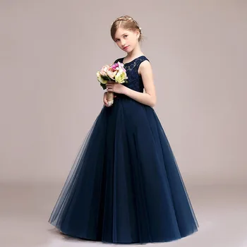 

2020 Summer Teenager Floor Bridesmaid Dress Kids Dresses For Girls Children Lace Princess Dress Girl Party Wedding Dress White