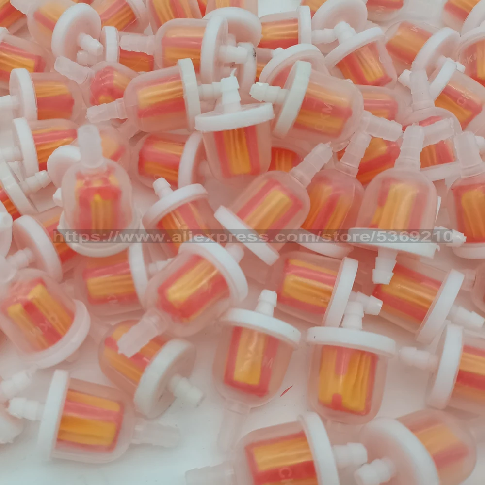 New 100pcs/lot Inline Plastic Motorcycle Gas Fuel Filter Moped Scooter Go Kart Dirt Bike ATV 50cc 90cc 110cc 150cc 250cc lusqi 1 3 5 10 pcs a7tc spark plug 3 electrode for gy6 50cc 70cc 110cc 125cc 150cc atv scooter dirt bike go kart racing