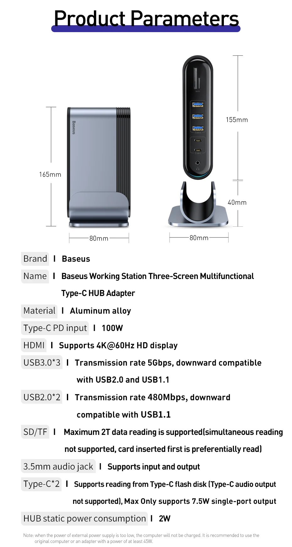 Baseus USB C концентратор type C к мульти HDMI USB 3,0 с адаптером питания док-станция для MacBook Pro RJ45 OTG usb порты usb-хаб