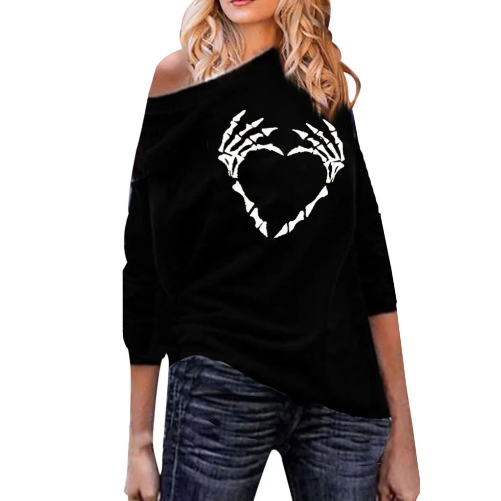 

Halloween Sweatshirt Women Tops Female Skull Print Long Sleeve Gothic Fashion Sweatshirt Top Plus Size Sweatshirt Women Clothes