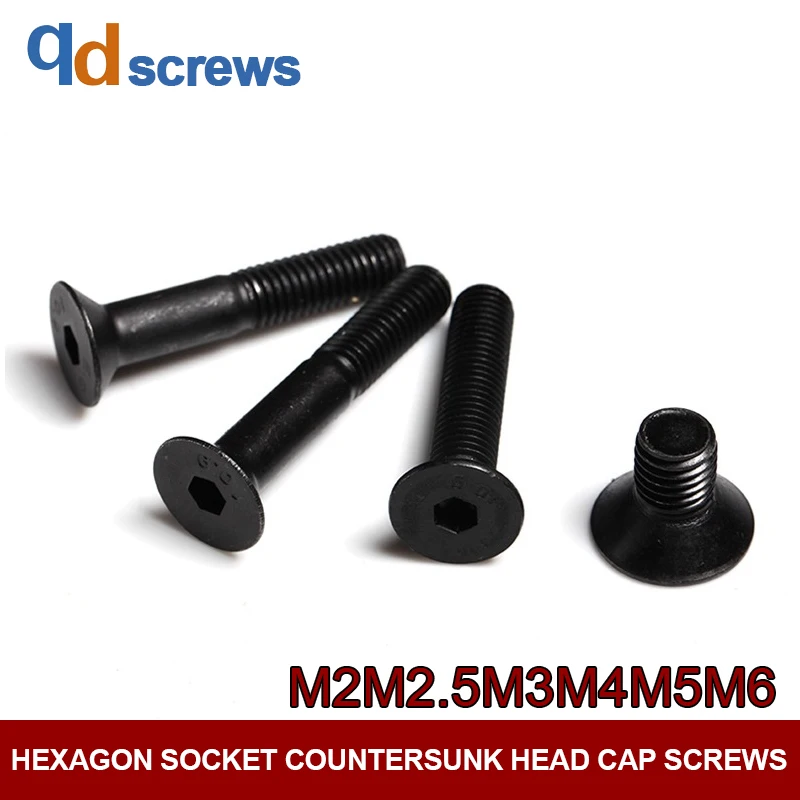 

10.9 Grade M2M2.5M3M4M5M6 Hexagon socket countersunk head cap screws countersunk flat hexagonal bolts DIN7991 GB70.3 ISO 10642
