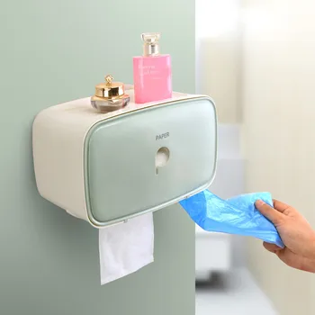 

Bathroom Tissue Box Plastic Toilet Paper Holder Waterproof Wall Mounted Storage Box Double Layer Napkin Dispenser Organizer D#