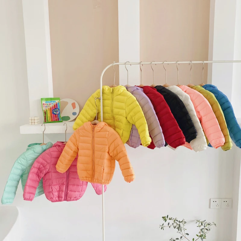 Детский зимний однотонный теплый пуховик для мальчиков и девочек можно хранить