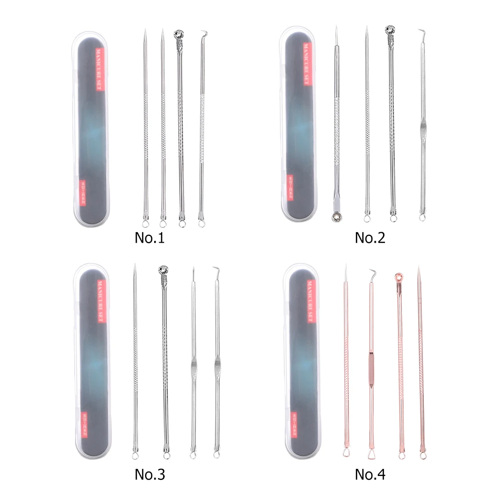 1/4pcs Portable Stainless Steel Pimple Blemish Extractor Acne Removal Needles Blackhead Remover Women Skin Care Tools