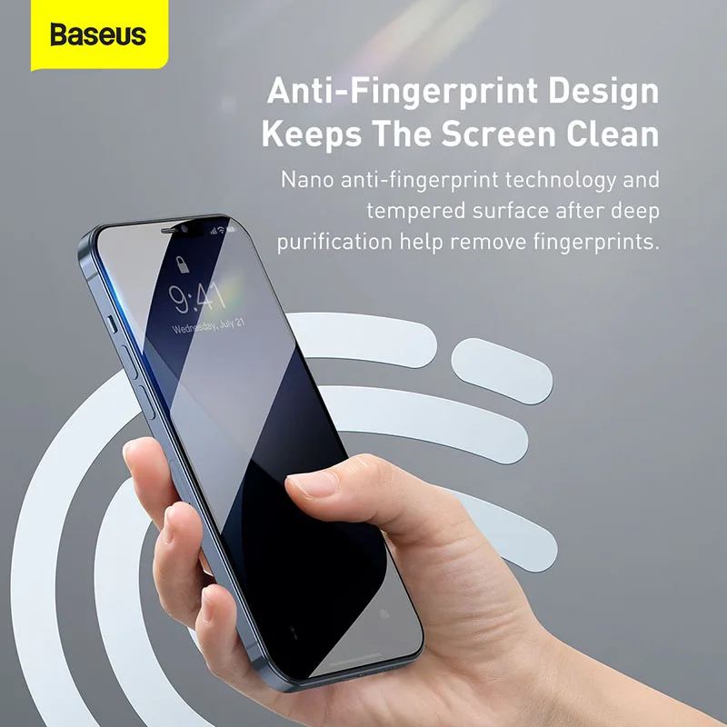 Baseus 2Pcs Screen Protector For iPhone 12 Pro Max 12 mini Full Cover Tempared Glass For iPhone 11 Pro Max Anti-blue light Film