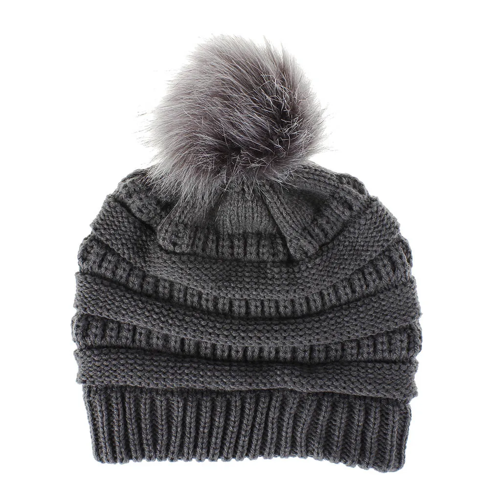 Теплая зимняя вязаная шапка skullies beanies, женская брендовая Высококачественная зимняя женская Лыжная шерстяная меховая шапка с помпонами, вязаные шапки