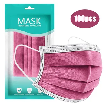 

100pc Disposable Face Mask Safety Personal Anti Pm2.5 Pollution Breathable Filter Hygiene Mask 3ply Ear Loop Mask(none Medical）