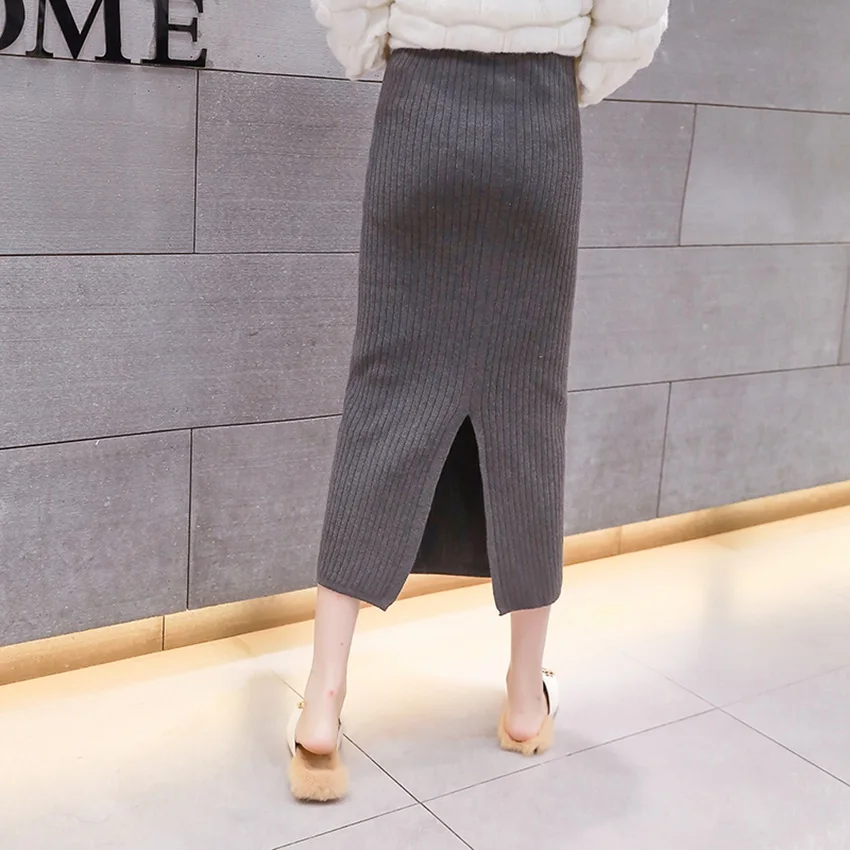 Maternity wear Half body skirt autumn and winter knit bag hip step skirt long section pregnant women stomach lift wool tid