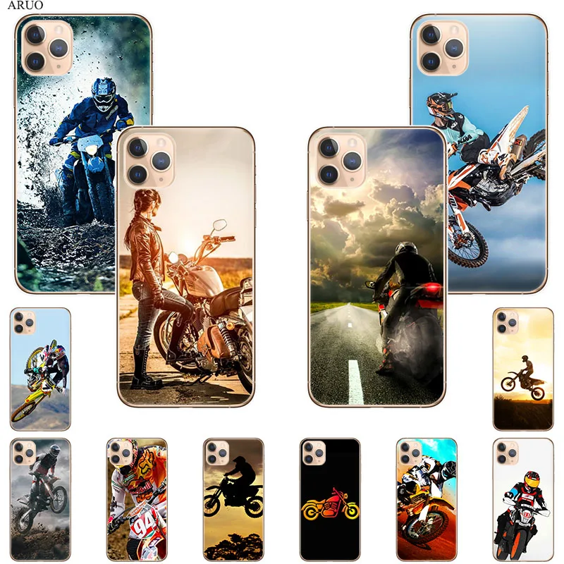 Чехол для телефона Apple iPhone 12 11 Pro Max X XR XS MAX 6 6s 7 8 Plus 5 5s SE Flying Rider Motocross прозрачный