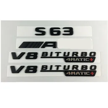 

Black FOR S63 AMG V8 BITURBO 4MATIC+ Trunk Fender Badge Emblems for Mercedes