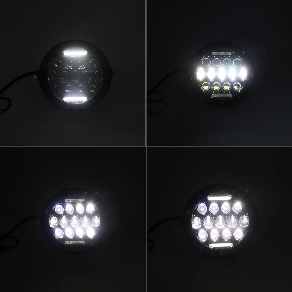 Motorcycle 7 Inch LED Headlight Retro Motorbike Headlamp for Honda Hornet 900 Cafe Racer 883 Sportster Street Glide Road King
