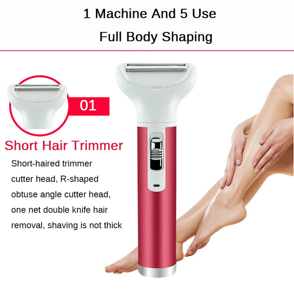 5 In 1 Women Hair Removal Lady Shaver Epilator Female Shaving Machine Electric Trimmer Razor For Eyebrow Face Underarm Bikini