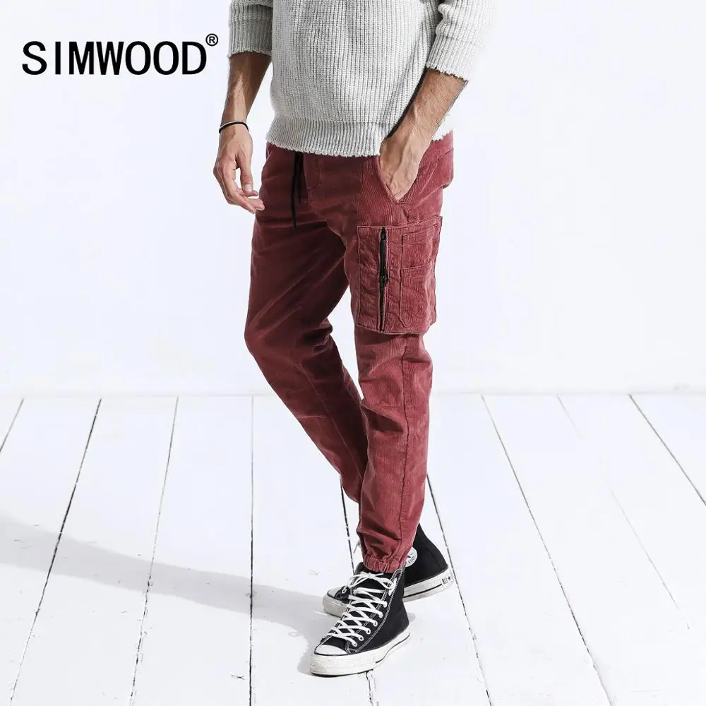SIMWOOD Brand Casual Men Cargo Pants 2020 Winter Long Thick Corduroy Pants Men Skinny Trouser Cotton Plus Size Sweatpants 180455 SIMWOOD Brand Casual Men Cargo Pants 2020 Winter Long Thick Corduroy Pants Men Skinny Trouser Cotton Plus Size Sweatpants 180455