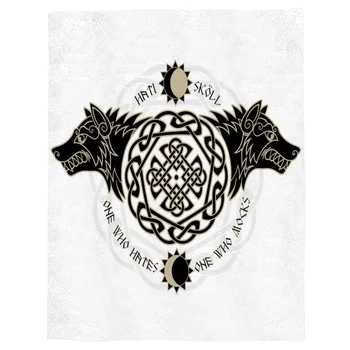 

Viking Wolf Form Totem White Throw Blanket Soft Comfortable Velvet Plush Blankets Warm Sofa Bed Sheets