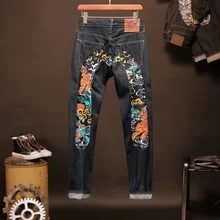 Fushen pantalones vaqueros para hombre, Jeans informales de cintura media recta, talla grande M, para las cuatro estaciones, 2020