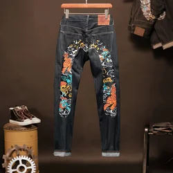 Fushen pantalones vaqueros para hombre, Jeans informales de cintura media recta, talla grande M, para las cuatro estaciones, 2020
