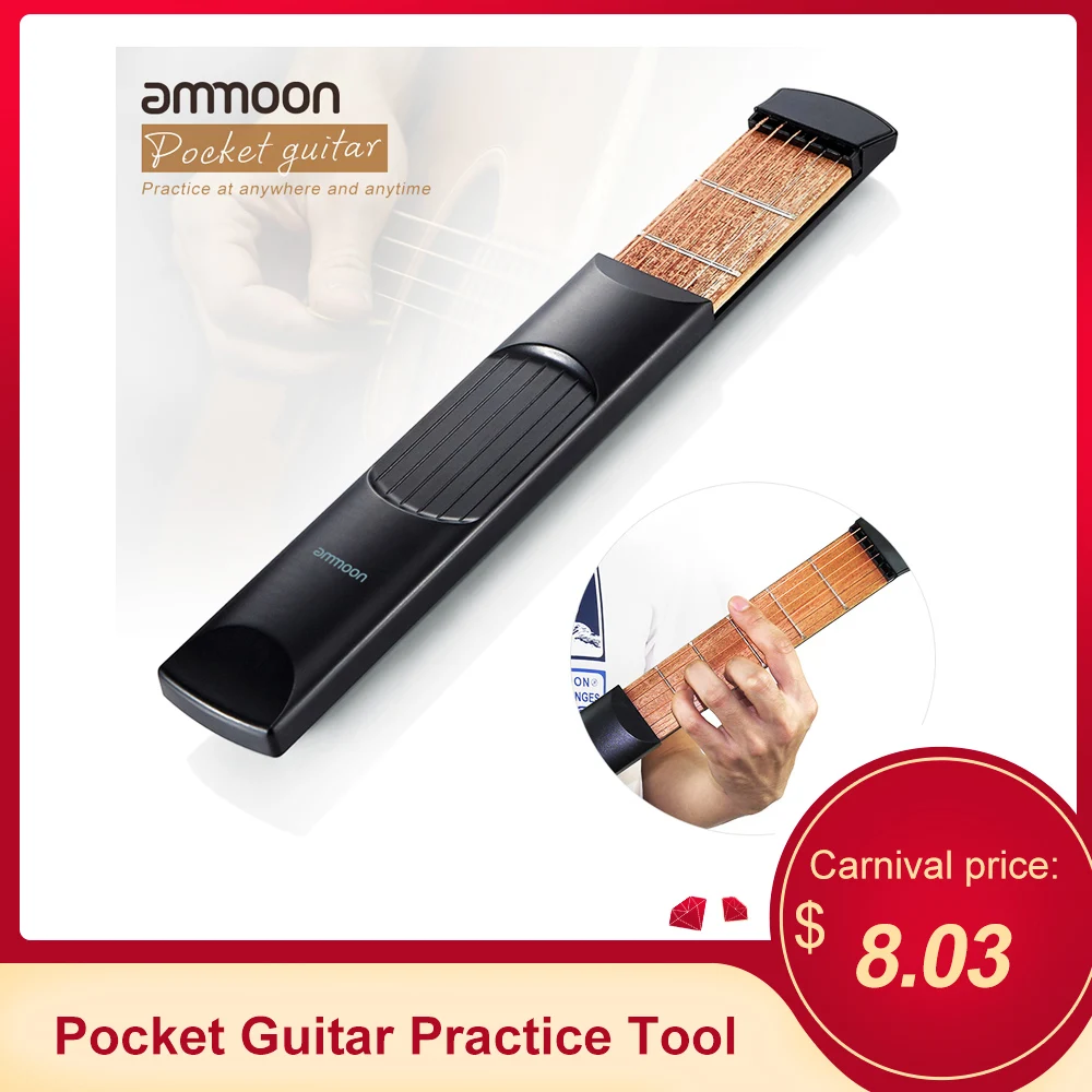 

ammoon Pocket Acoustic Guitar Practice Tool Portable Gadget Chord Trainer 6 String 6 Fret Model for Beginner Guitar Accessories
