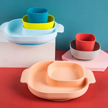 

Newly Silicone Bowl Plates for Babies Kids Toddlers Safe Baby Plate Baby Food Supplement Bowl TE889
