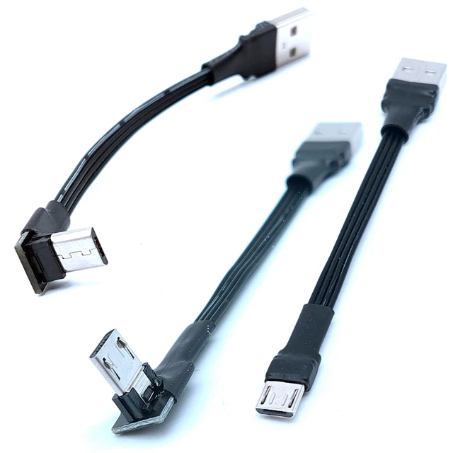 Left Angled 90 Degree Micro Usb Male To Usb Data Charge Cable 0.2m