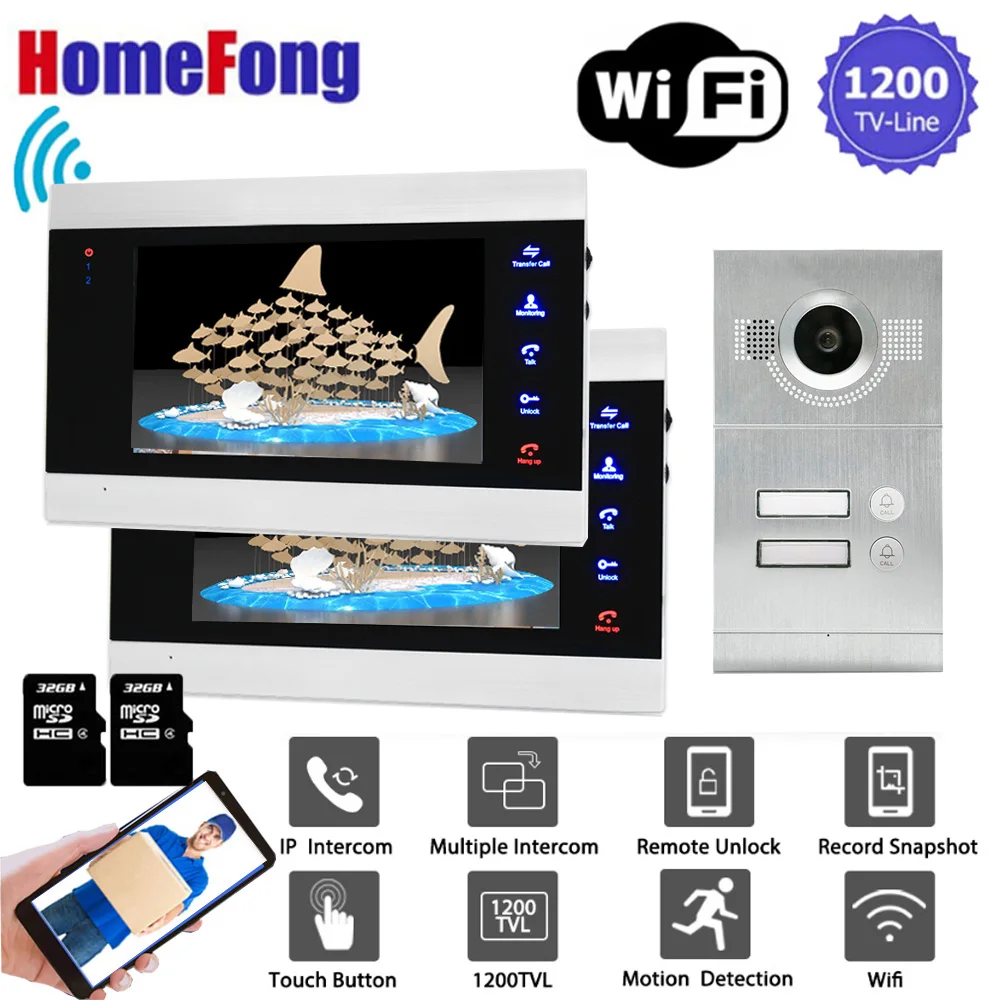 Homefong 7 Inch Wifi Video Door Phone Apartment Video Intercom System Doorbell With 2 Button IP Wireless Access Control System Homefong 7 Inch Wifi Video Door Phone Apartment Video Intercom System Doorbell With 2 Button IP Wireless Access Control System