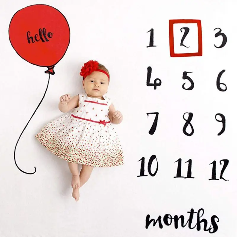 

Newborn Baby Milestone Number Balloon Pattern Mat Blanket Photography Background Backdrop Cloth