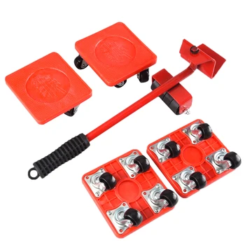 

5 PCS Furniture Mover Tool Set Furniture Transport Lifter Heavy Stuffs Moving Tool Wheeled Mover Roller Wheel Bar Hand Tools
