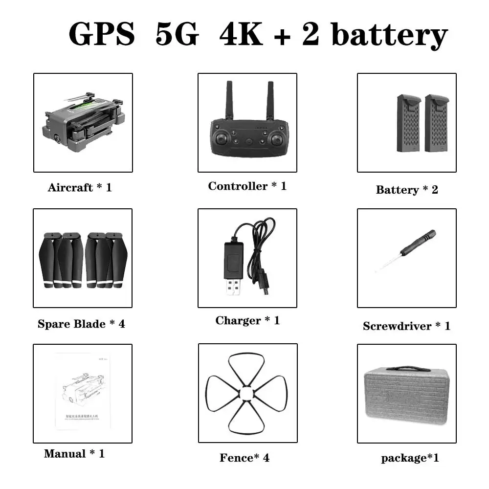 GPS 5G 4K 2 battery SHAREFUNBAY Дрон gps 4K HD камера 5G wifi FPV Дрон ESC камера высота держать полет в течение 20 минут Расстояние управления 500 м - Цвет: GPS 5G 4K 2 battery