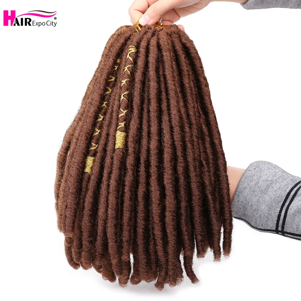 12" Soft Dreadlocks Crochet Braids Hair Goddess Faux Locs With Color Line Synthetic Braiding Hair Extensions Hair Expo City