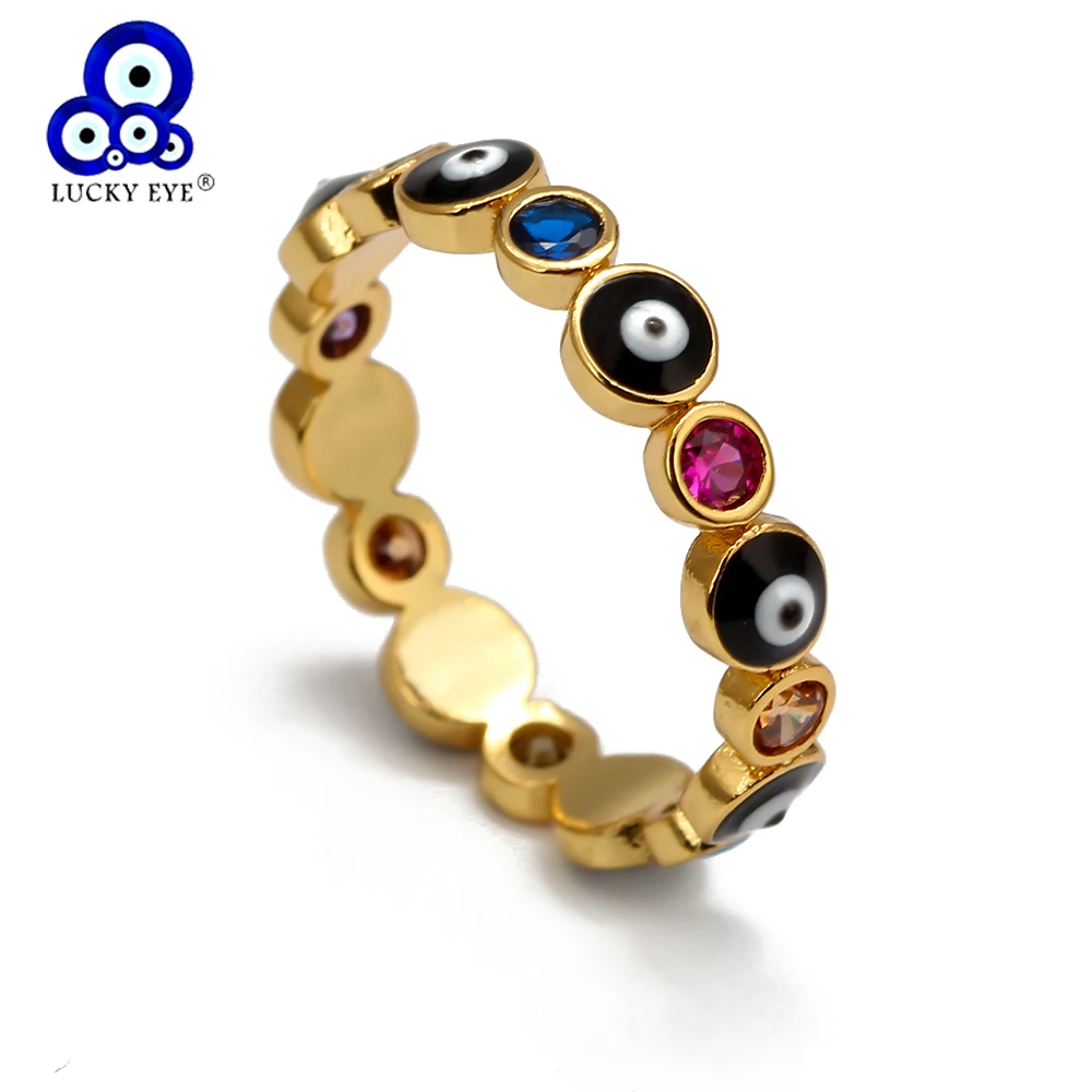 Женское кольцо Lucky Eye разноцветные медные вечерние кольца золотистого цвета с