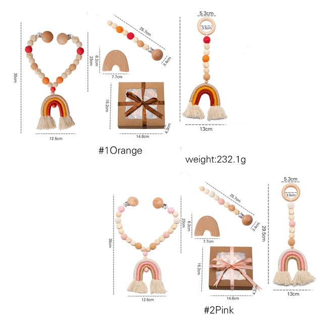 1set Baby Wooden Toys Music Rattle Pram Clip Hanging Baby Toys Mobile Bed Holder Personalised Pacifier Dummy Clip Play Gym Toys 2