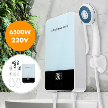 

Instant Electric Tankless Water Heaters Constant Temperature 6500W Kitchen Bathroom LCD Display Shower Safe Intelligent