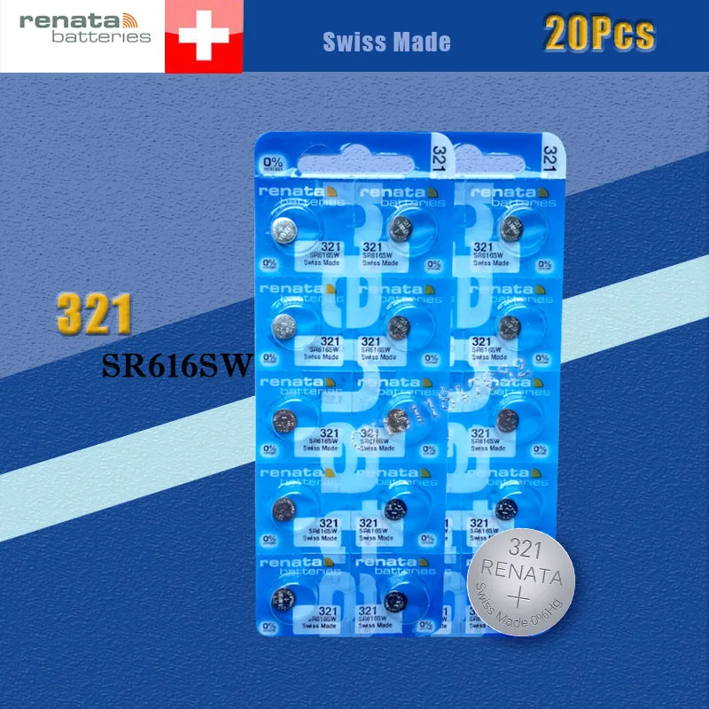 20 xrenata Серебряный оксид часы батарея 321 SR616SW 616 1 55 V 100% оригинальный бренд renata |